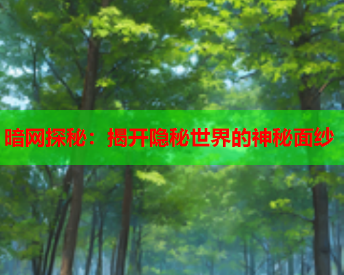 暗网探秘：揭开隐秘世界的神秘面纱