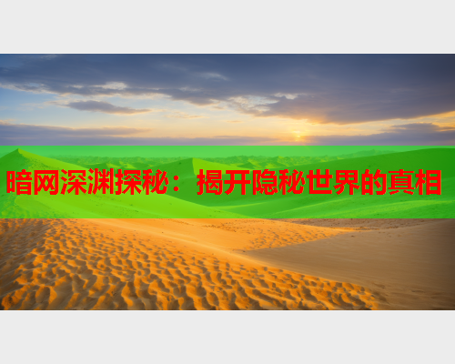 暗网深渊探秘：揭开隐秘世界的真相