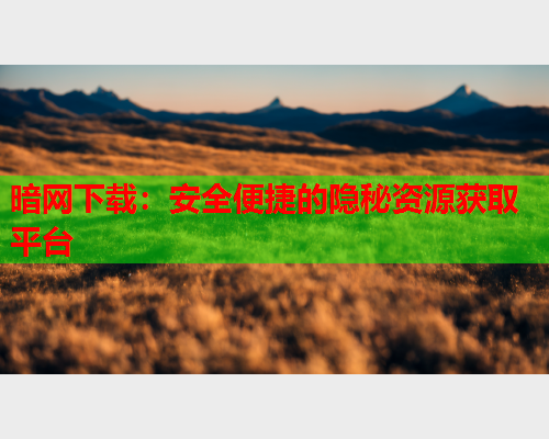 暗网下载：安全便捷的隐秘资源获取平台