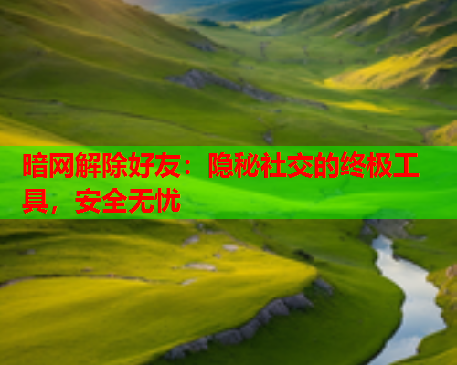 暗网解除好友：隐秘社交的终极工具，安全无忧